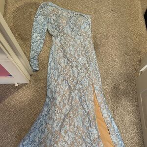 Jovani Baby Blue One Sleeve Prom Dress